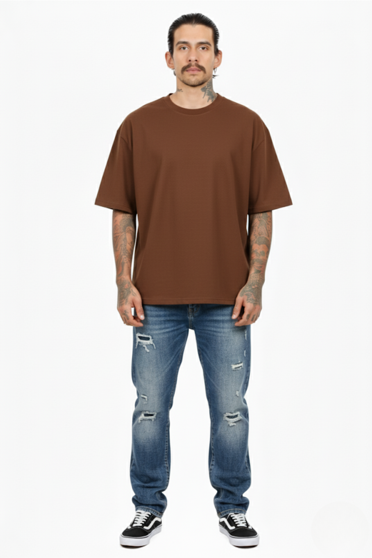 Camiseta Oversized Heavy Suedine - Marrom