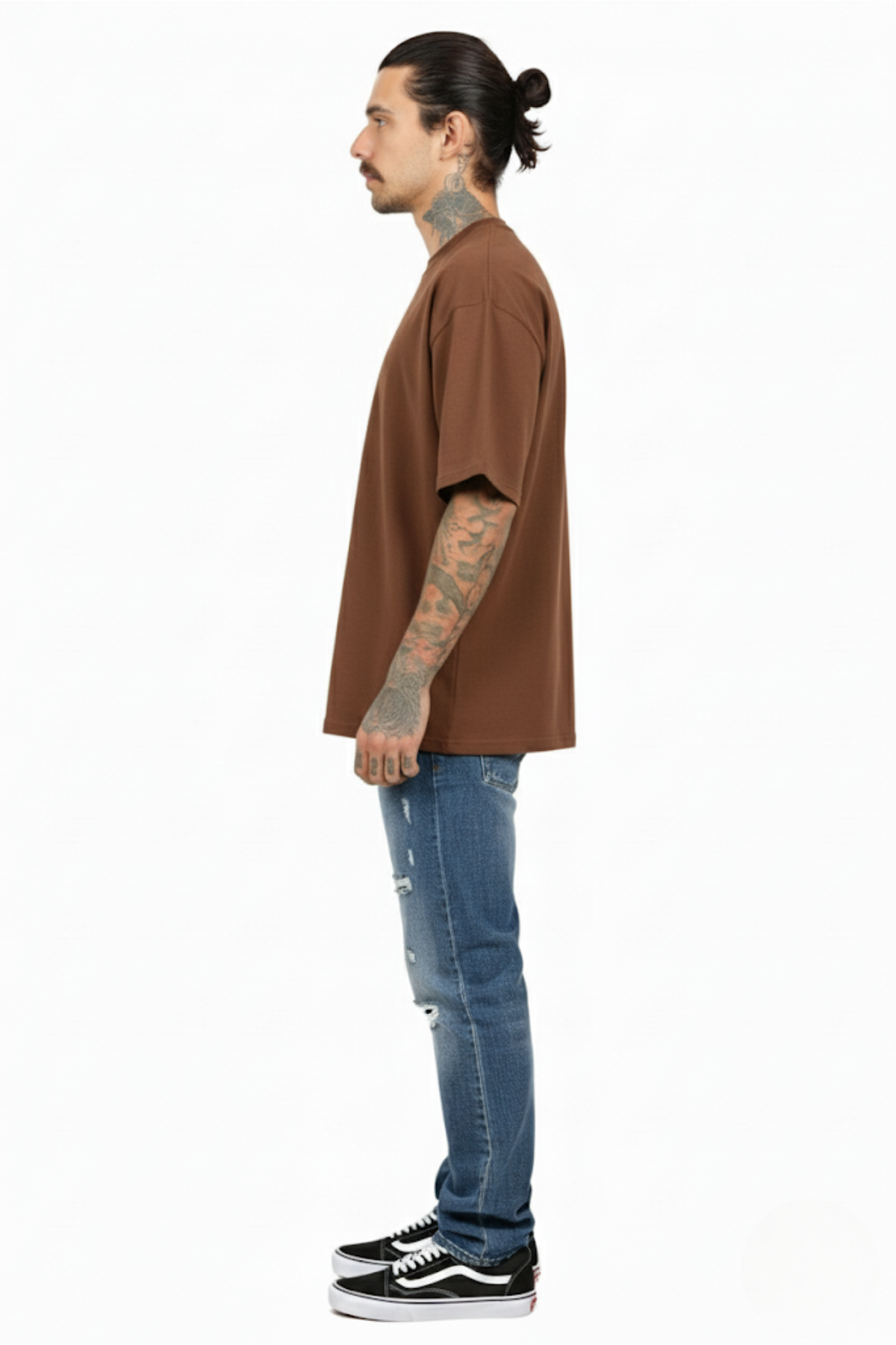 Camiseta Oversized Heavy Suedine - Marrom