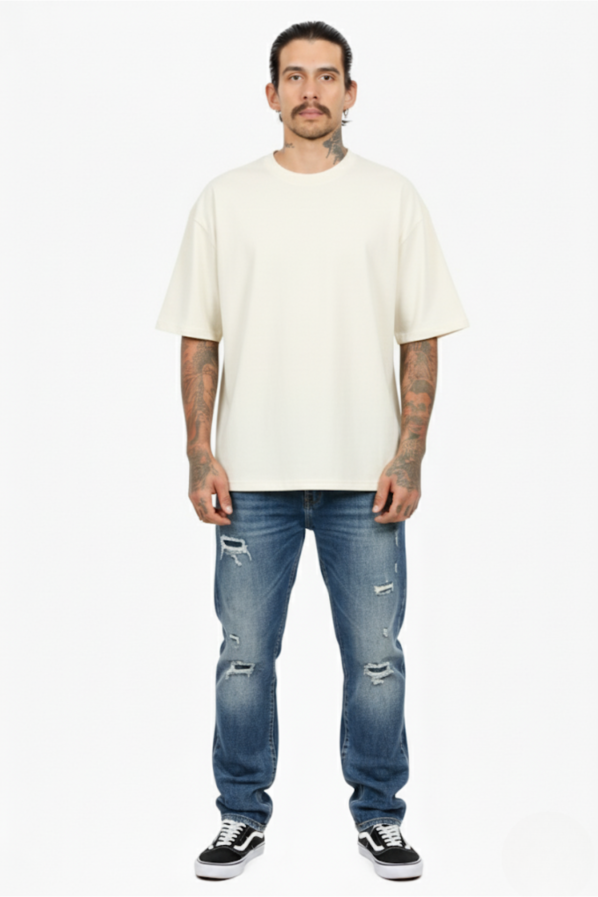 Camiseta Oversized Heavy Suedine - Creme