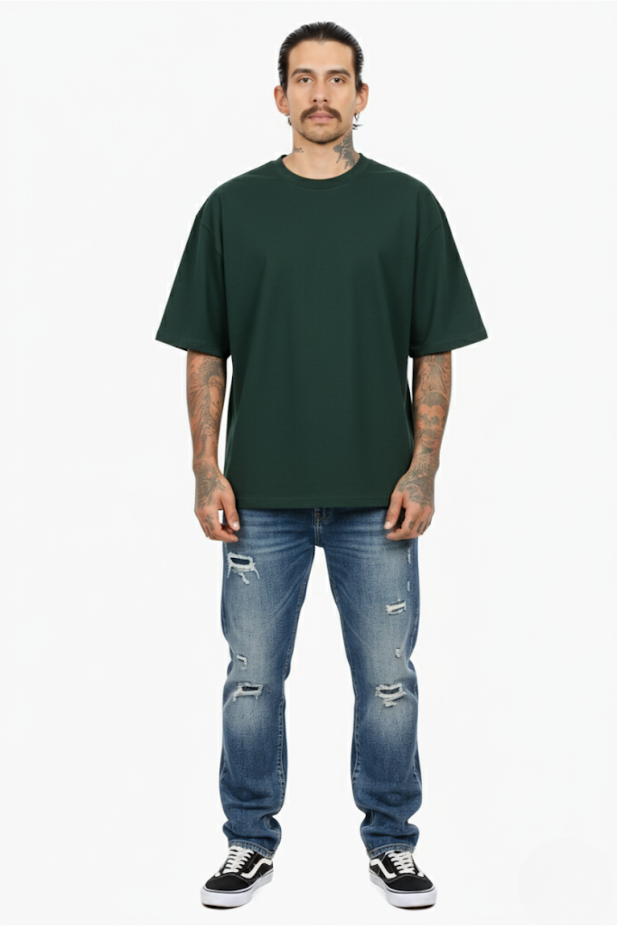 Camiseta Oversized Heavy Suedine - Verde Escuro