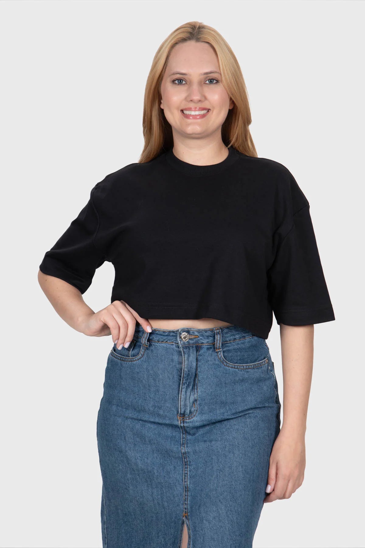 Cropped Oversized Icon Premium – Preto