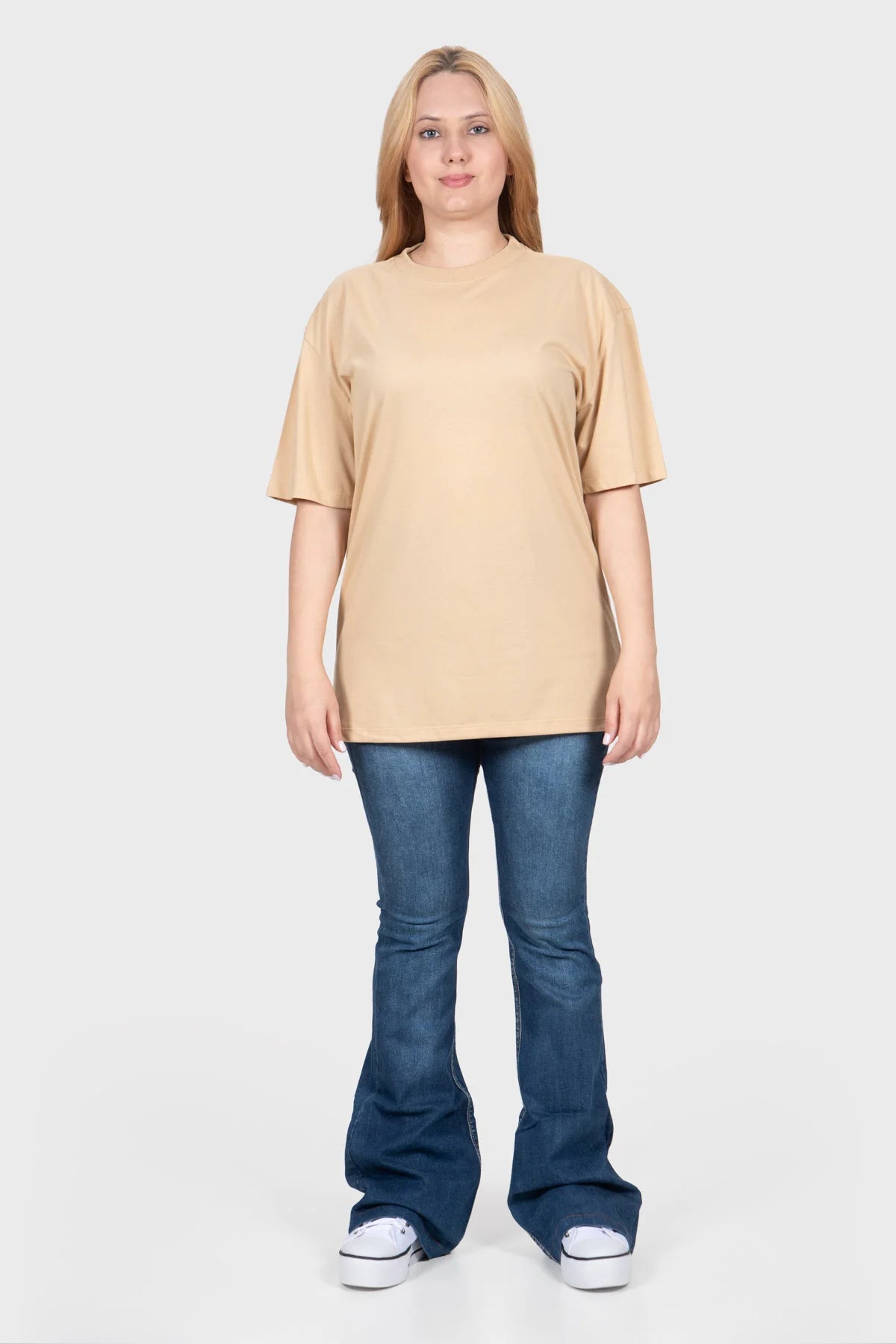 Camiseta Streetwear Block Básica – Areia