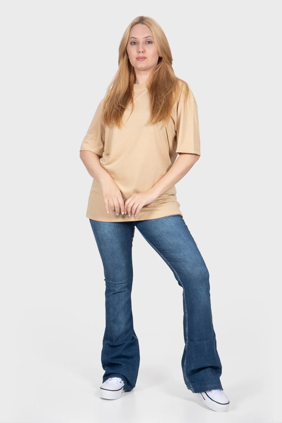 Camiseta Streetwear Block Básica – Areia