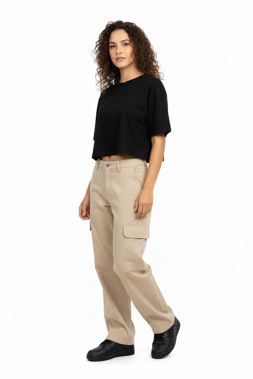 Cropped Oversized Basic - Preto
