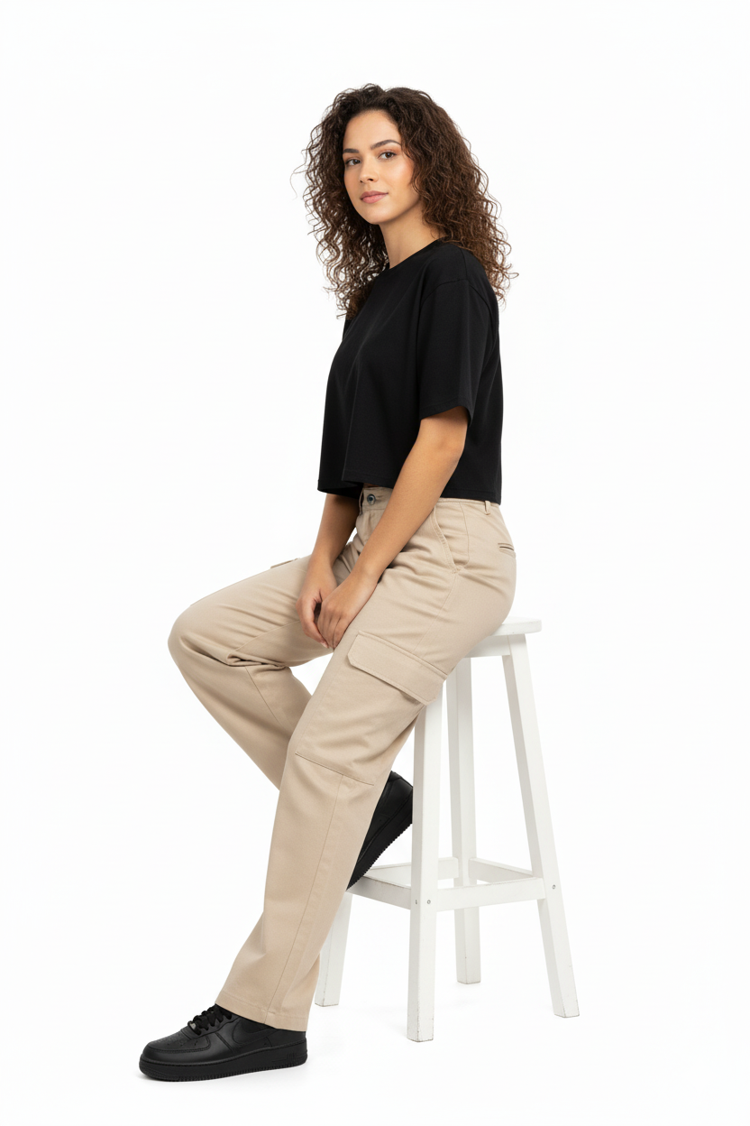 Cropped Oversized Basic - Preto