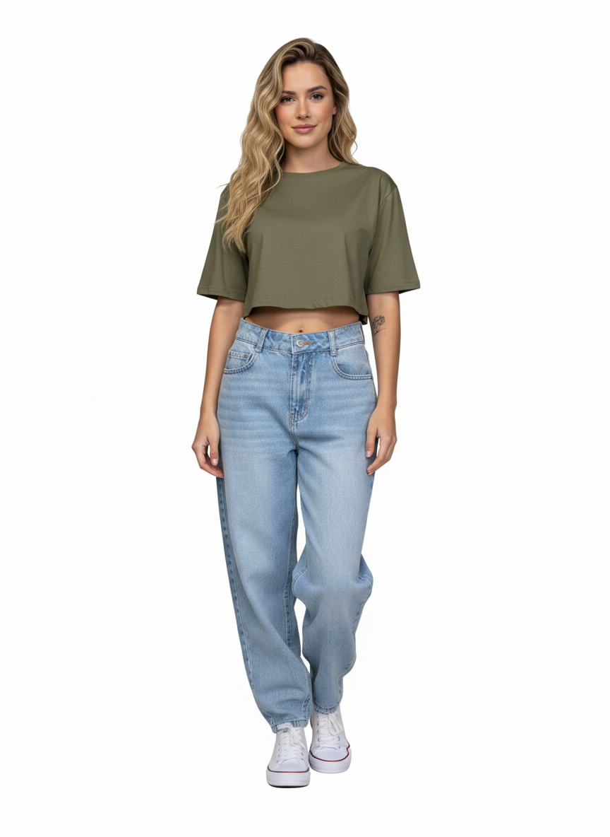 Cropped Oversized Basic - Verde Escuro